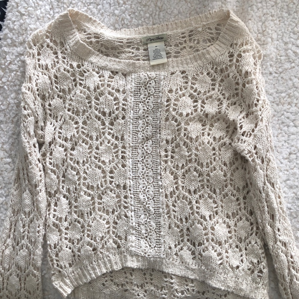 Flying Tomato sweater with lace detail